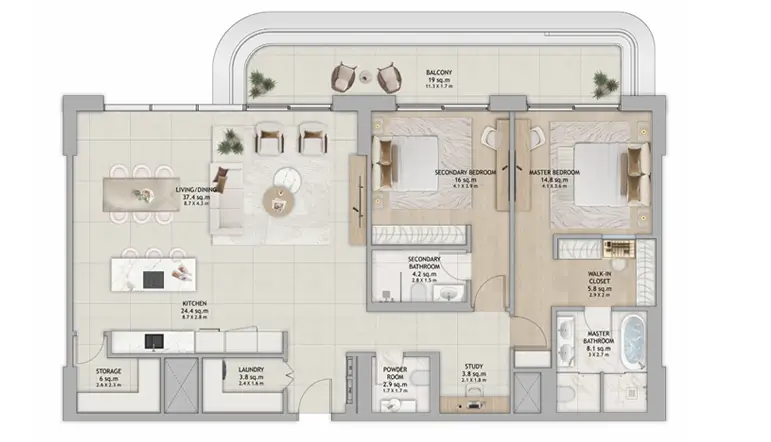 2-Bedroom Plus Study